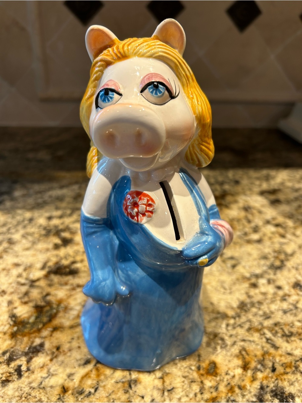 Miss Piggy Bank Sigma Tastesetter Muppets 1979 Japan Ceramic w/ Stopper VGC The